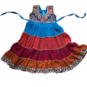 Girls Festive Indian Party Dress Multicolor Beaded Choli ~24 Months